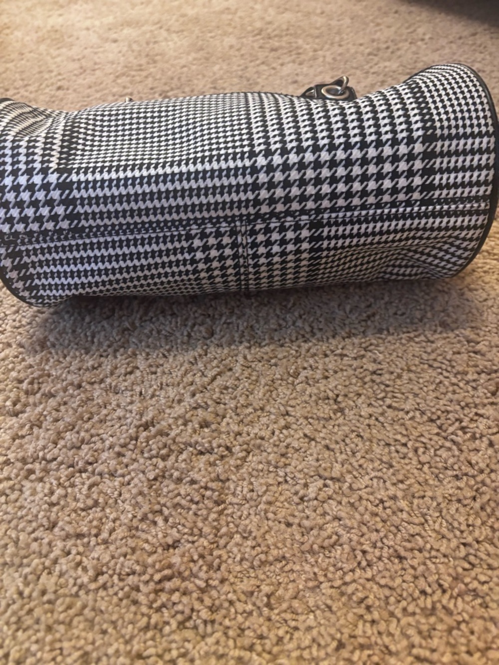 Ralph Lauren Black White Houndstooth Barrel Baguette Shoulder Bag | 11x5x3.5" - Picture 11 of 12